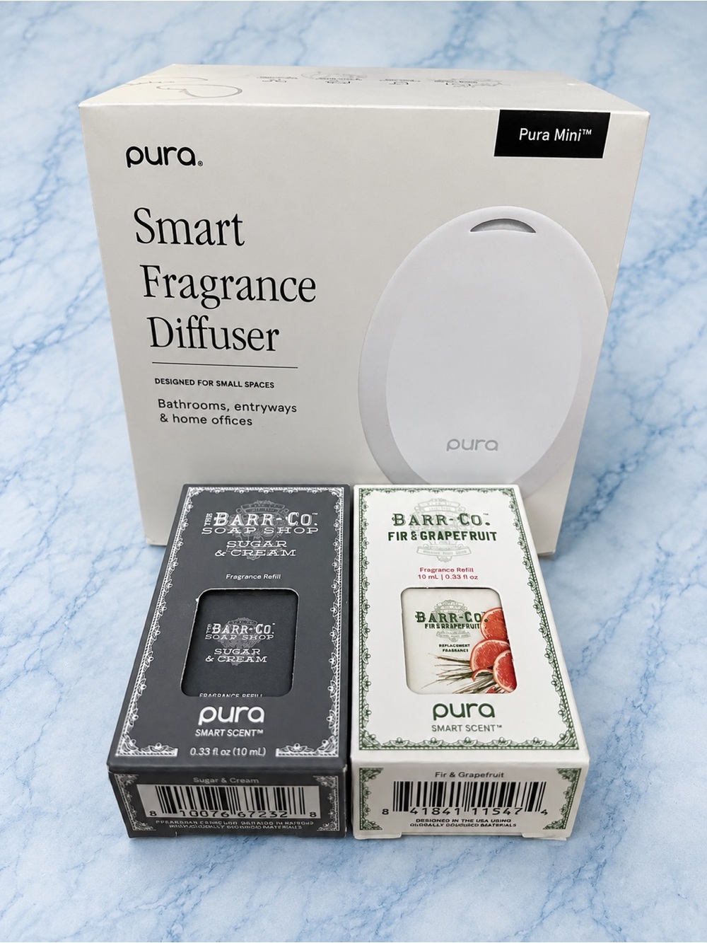 Pura Home Mini Smart Fragrance Diffuser + 2 Barr-Co Refills NIB
